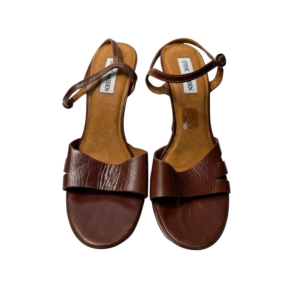 Steve Madden 90s Suzanne Platform Sandals Brown Leather Size 10